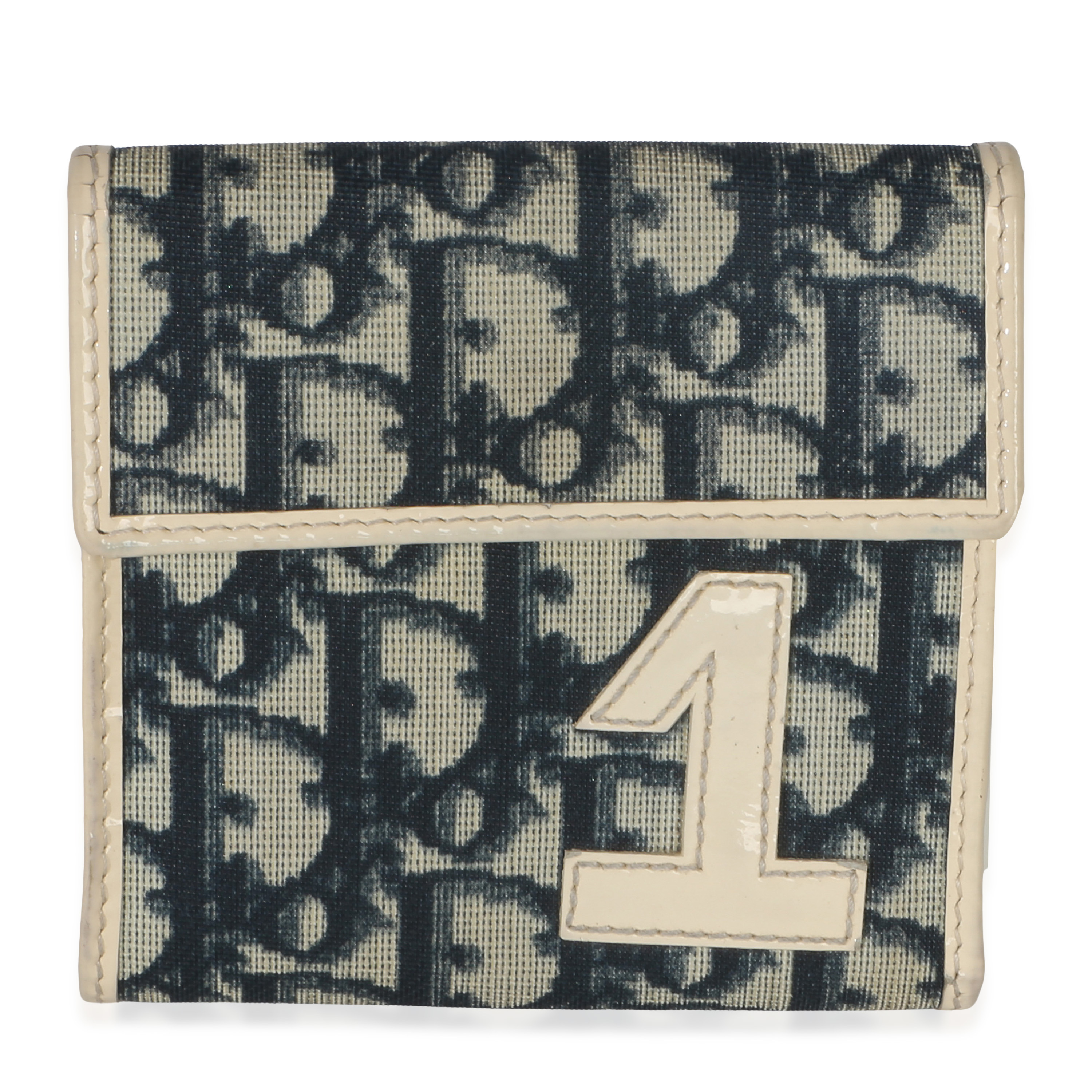 Christian Dior Vintage Blue White Diorissimo Canvas 1 Trifold Wallet